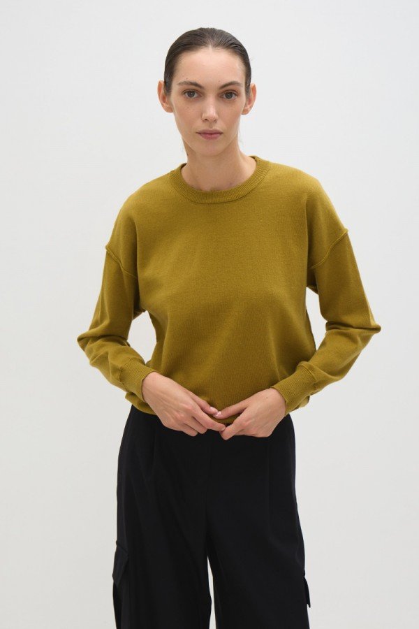 CS W240646.47 Джемпер со швами наружу оливковый