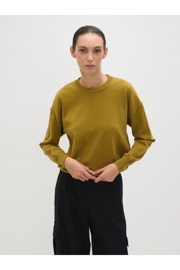 CS W240646.47 Джемпер со швами наружу оливковый