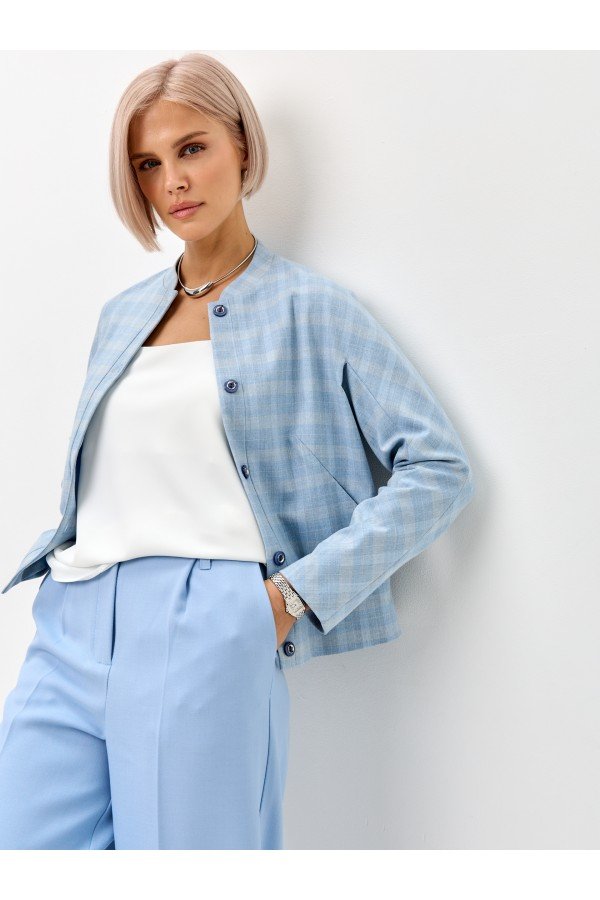 T W18062.32 Жакет жен голубой