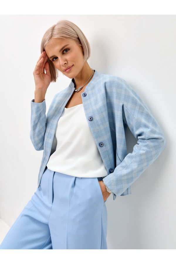 T W18062.32 Жакет жен голубой