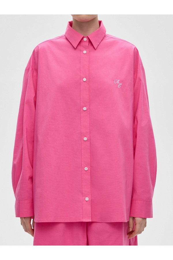 A 0128.99 Рубашка свободного кроя из хлопка, фуксия