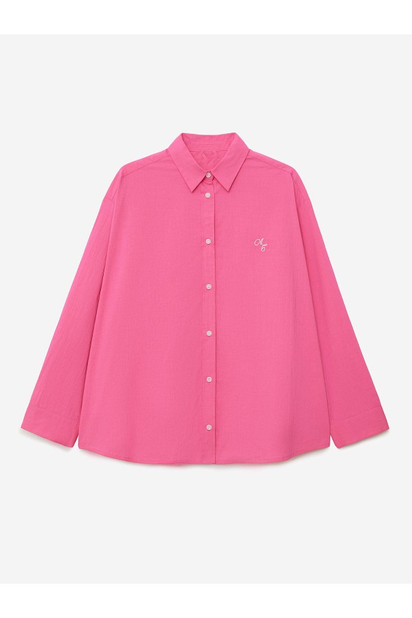 A 0128.99 Рубашка свободного кроя из хлопка, фуксия