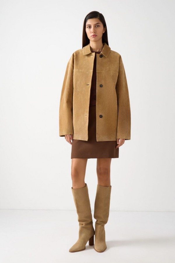 CS W0134.14 Пальто-жакет из натуральной замши