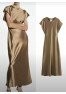 TRF0811.14 Платье миди атласное с круглым вырезом бежевое TRF0811.14 Платье миди атласное с круглым вырезом бежевое