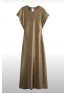 TRF0811.14 Платье миди атласное с круглым вырезом бежевое TRF0811.14 Платье миди атласное с круглым вырезом бежевое
