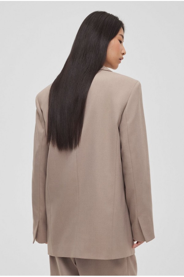 A 1403.51 Жакет свободного кроя двубортный серо-бежевый