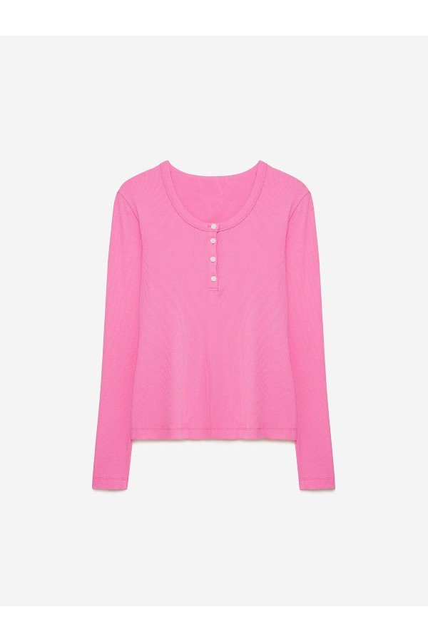 A 0155.75 Лонгслив на пуговицах, Розовый