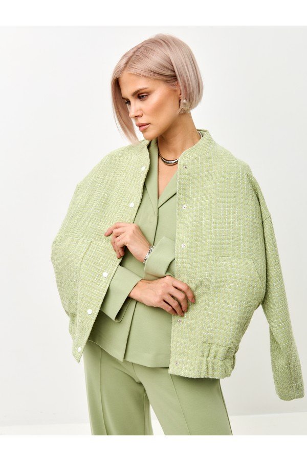 T W18072.40 Бомбер жен салатовый