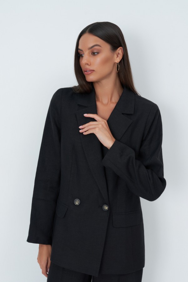 E 7718.58 Жакет льняной черный