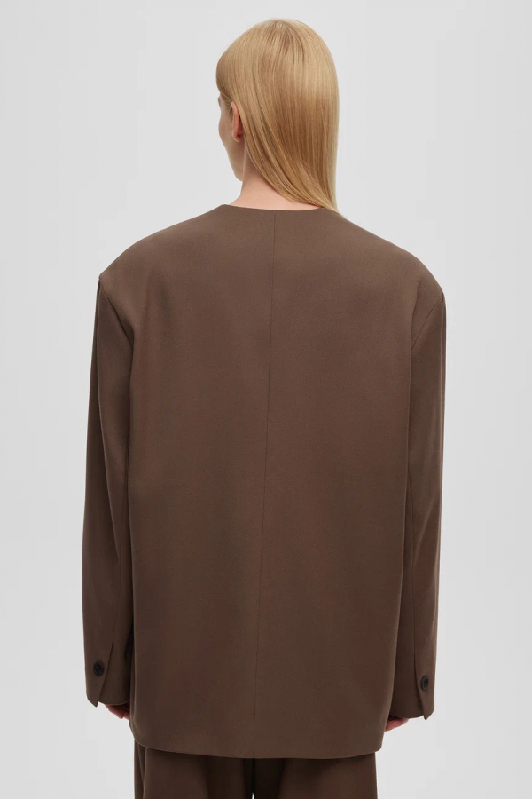 A 0212.13 Жакет однобортный без лацканов кофе