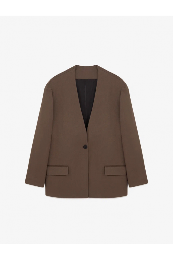 A 0212.13 Жакет однобортный без лацканов кофе