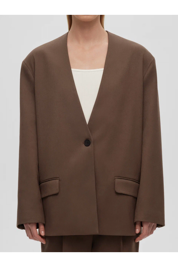 A 0212.13 Жакет однобортный без лацканов кофе