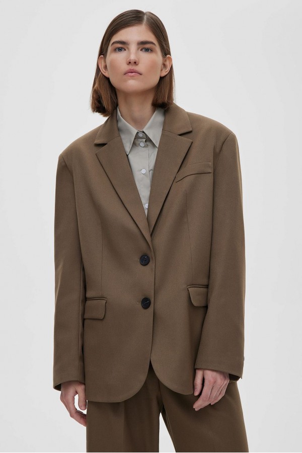 A 1502.13 Жакет свободного кроя однобортный кофе