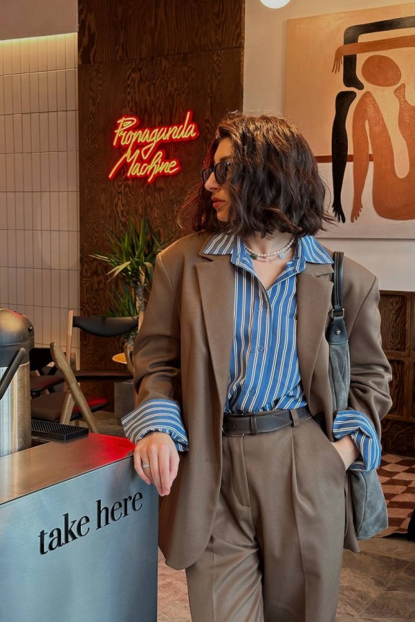 A 1502.13 Жакет свободного кроя однобортный кофе