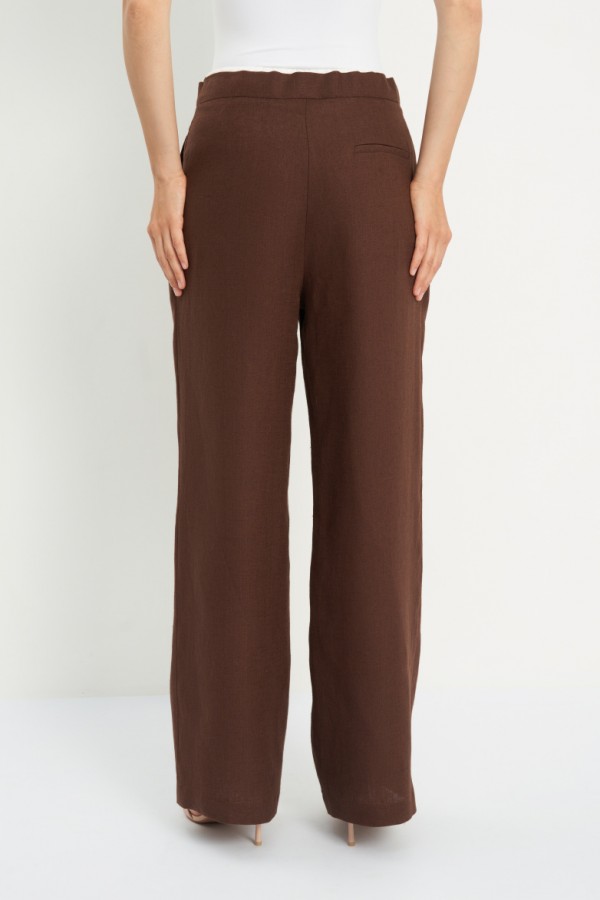 E 62110.18 Брюки льняные, шоколад