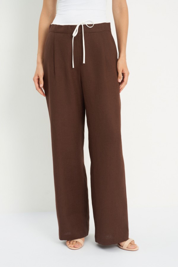 E 62110.18 Брюки льняные, шоколад