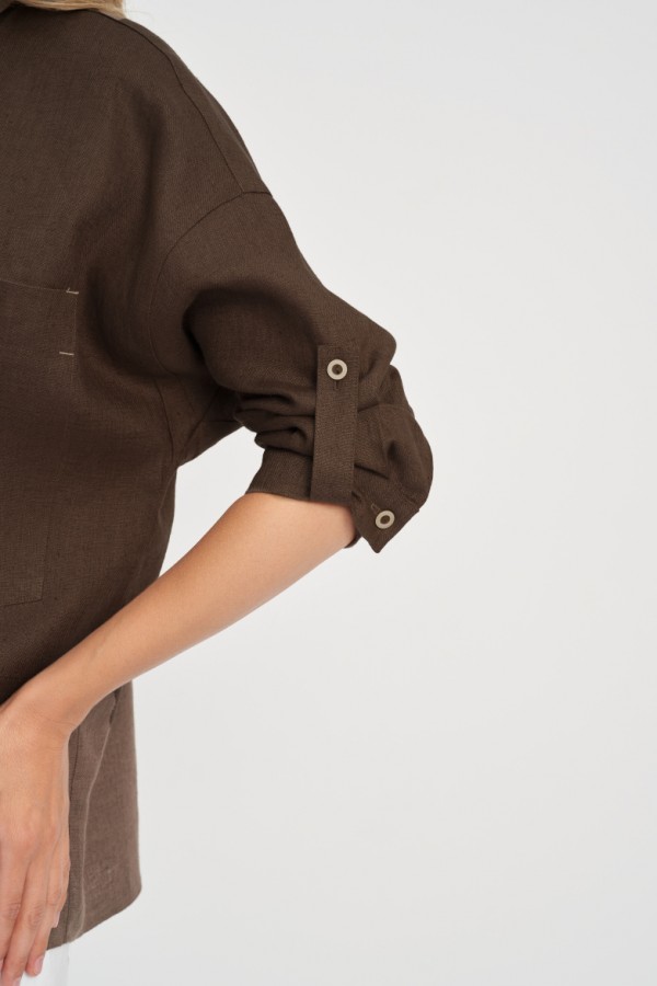 E 3435.18 Блузка женская льняная шоколад E 3435.18 Блузка женская льняная шоколад