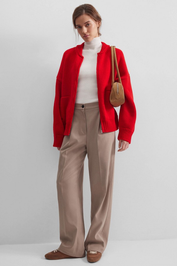 A 3270.25 Вязаный бомбер красный