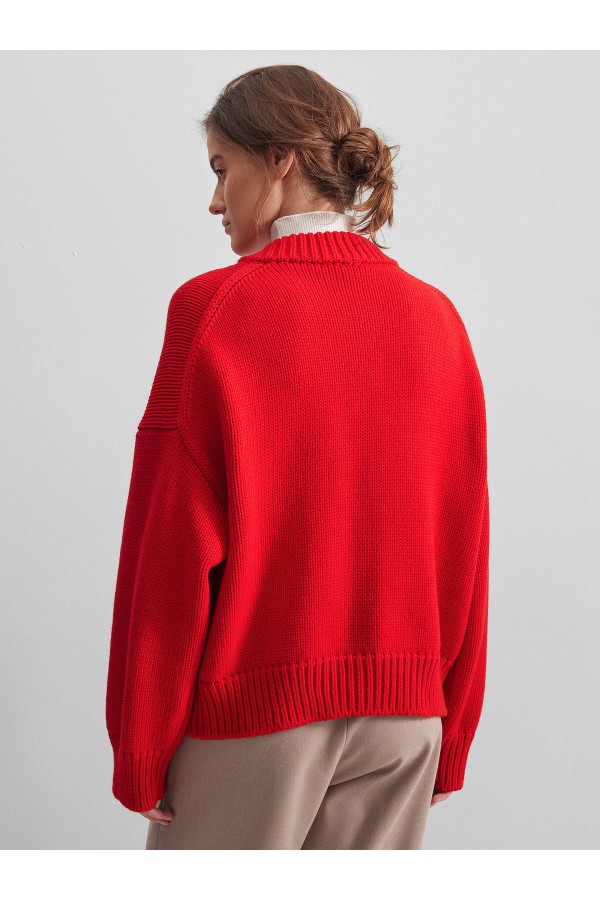 A 3270.25 Вязаный бомбер красный