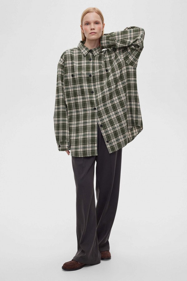 A 0121.44 Рубашка фланелевая оверсайз зеленый