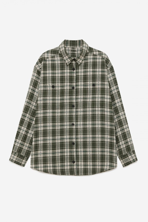 A 0121.44 Рубашка фланелевая оверсайз зеленый