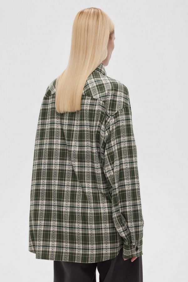 A 0121.44 Рубашка фланелевая оверсайз зеленый