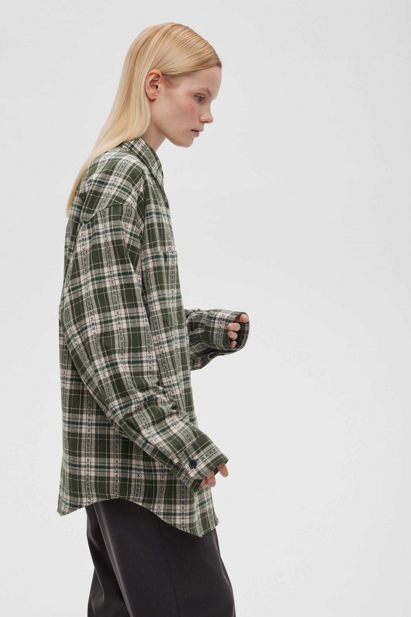 A 0121.44 Рубашка фланелевая оверсайз зеленый