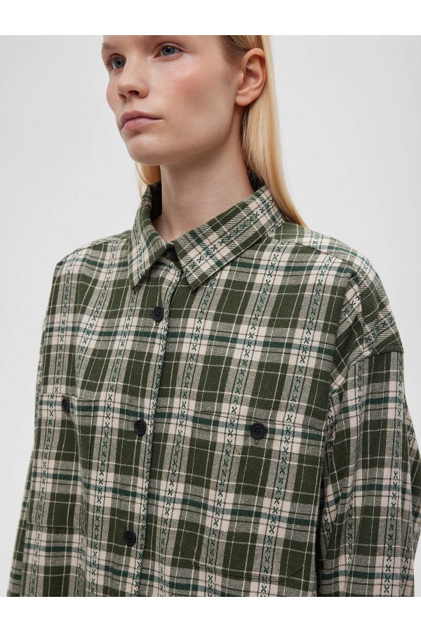A 0121.44 Рубашка фланелевая оверсайз зеленый