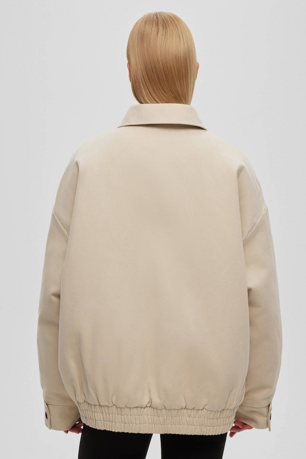 A 0207.30 Бомбер утепленный из денима молочный