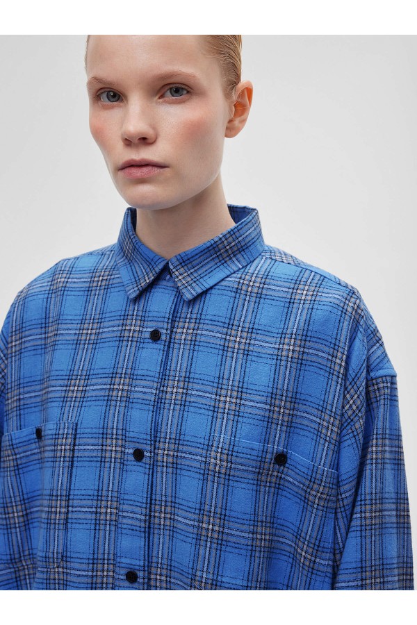 A 0094.34 Рубашка фланелевая в клетку синий