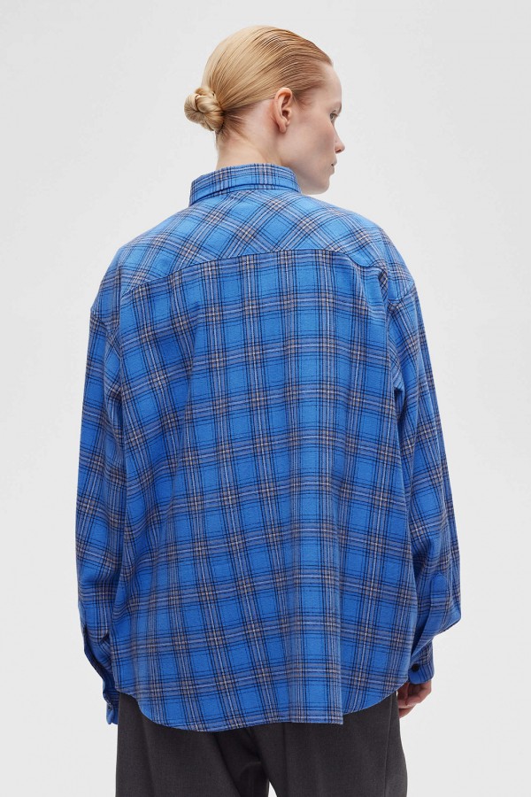 A 0094.34 Рубашка фланелевая в клетку синий
