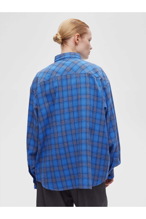 A 0094.34 Рубашка фланелевая в клетку синий