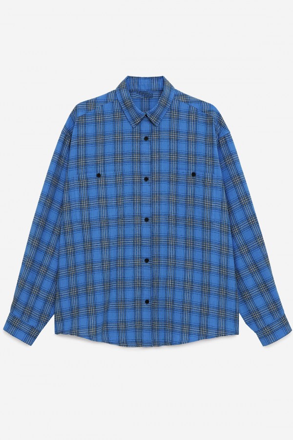 A 0094.34 Рубашка фланелевая в клетку синий