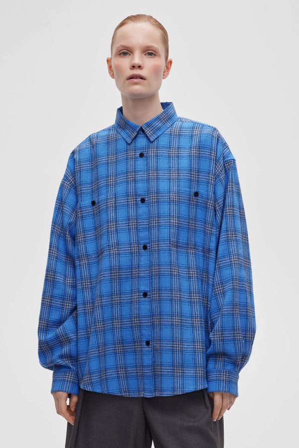 A 0094.34 Рубашка фланелевая в клетку синий A 0094.34 Рубашка фланелевая в клетку синий