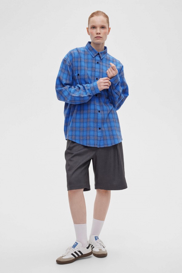 A 0094.34 Рубашка фланелевая в клетку синий