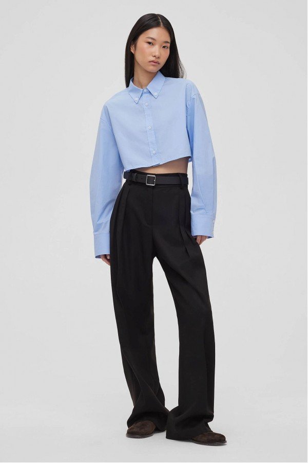 A 8802.58 Брюки свободного кроя с двойными защипами, Черный