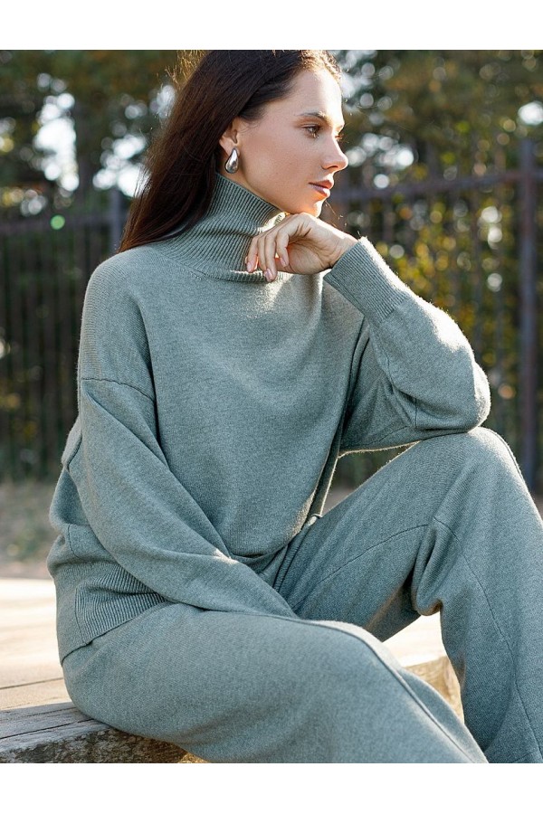 V W012.42 Брюки женские светло-оливковый меланж