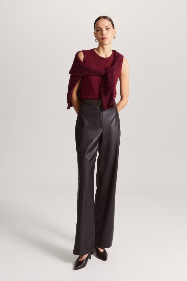 El W0602.19 Прямые брюки Темно-коричневый