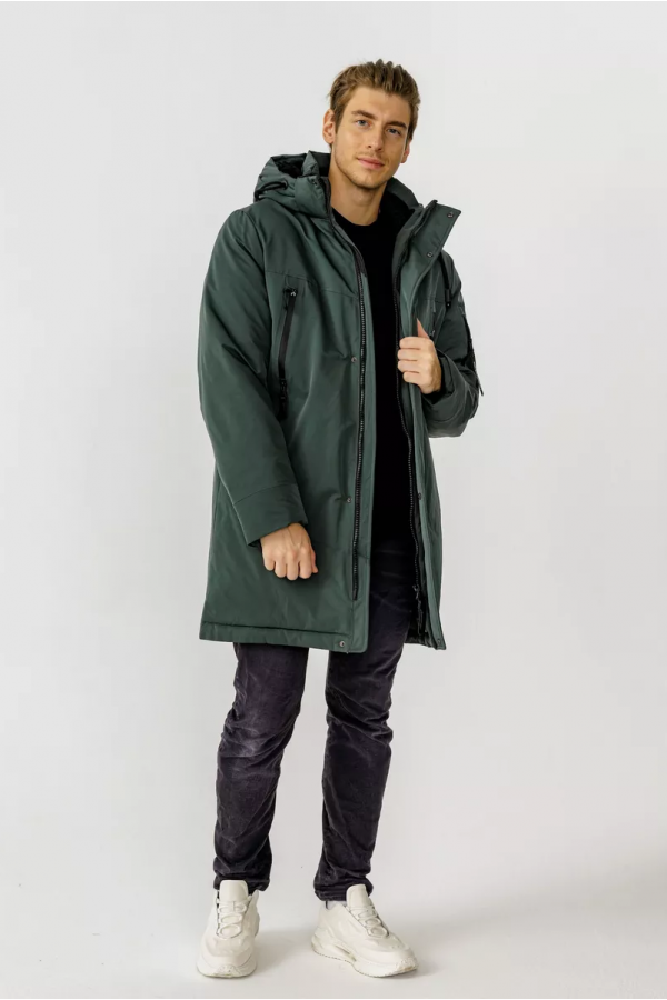 A M23217 Куртка (пуховик) мужской темно-зеленый