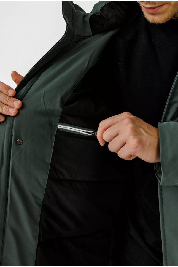 A M23217 Куртка (пуховик) мужской темно-зеленый