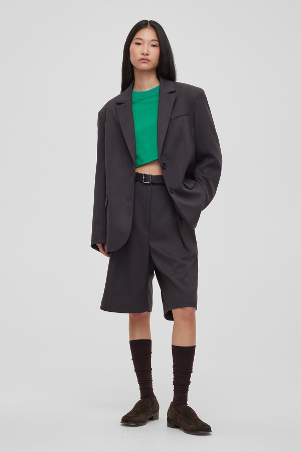 A 1502.57 Жакет свободного кроя однобортный графит A 1502.57 Жакет свободного кроя однобортный графит