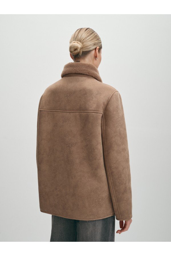 El W4213.14 Полупальто-дублёнка женская Коричневый