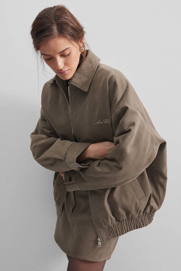 A 0207.46 Бомбер утепленный из денима хаки