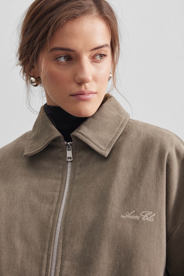 A 0207.46 Бомбер утепленный из денима хаки