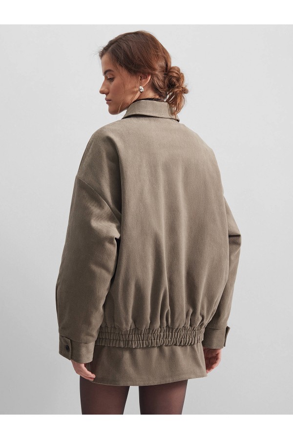 A 0207.46 Бомбер утепленный из денима хаки