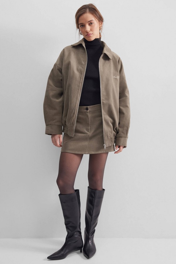 A 0207.46 Бомбер утепленный из денима хаки