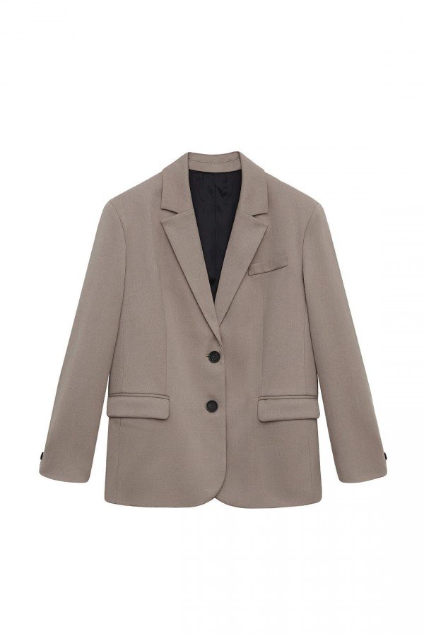 A 1528.51 Жакет свободного кроя однобортный серо-бежевый A 1528.51 Жакет свободного кроя однобортный серо-бежевый
