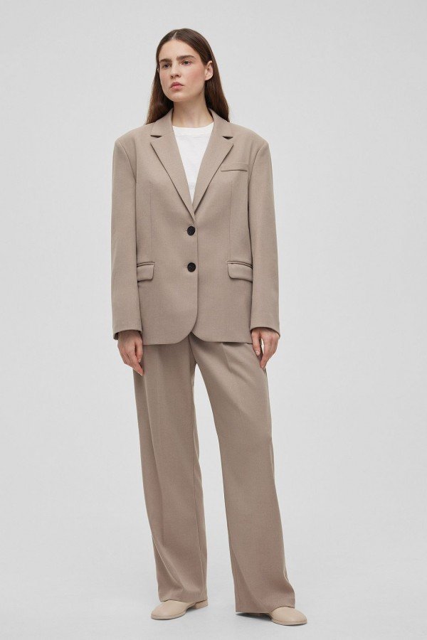 A 1528.51 Жакет свободного кроя однобортный серо-бежевый A 1528.51 Жакет свободного кроя однобортный серо-бежевый