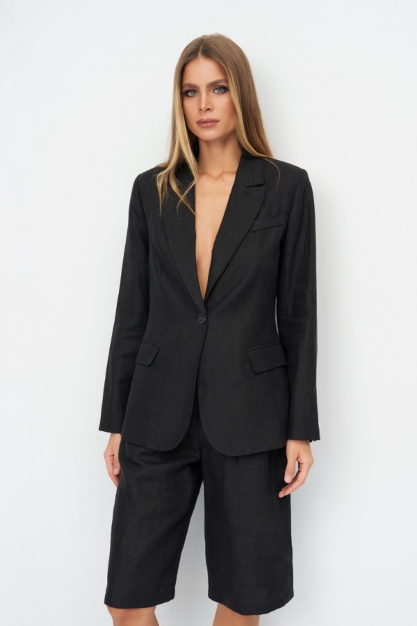 E 52122.58 Жакет женский лен черный