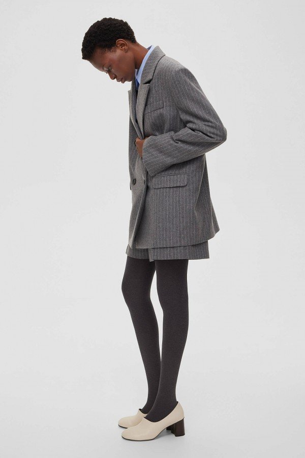 A 0135.55 Жакет двубортный в полоску, Серый